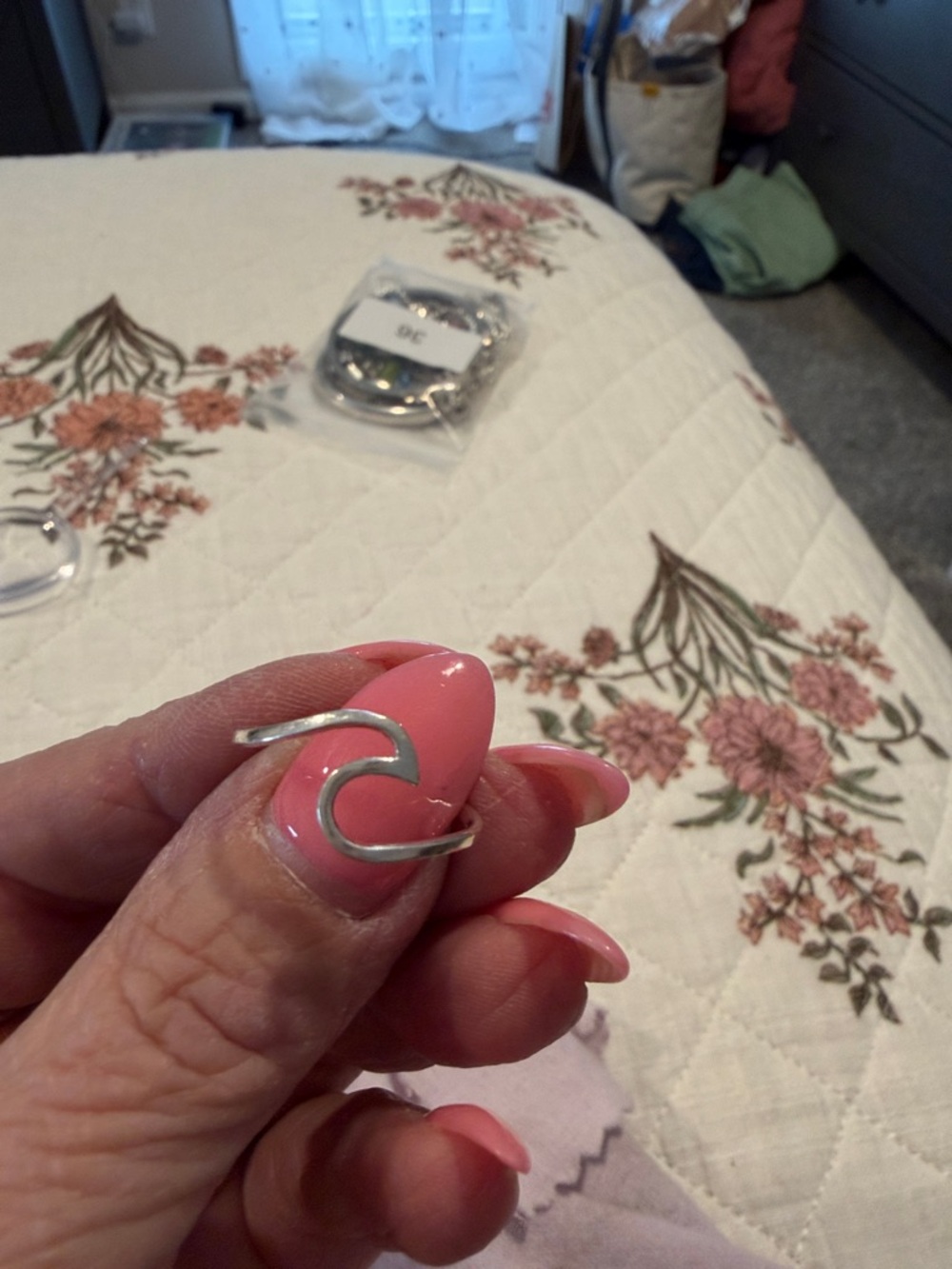 Sterling Silver Wave Outline Ring - Silver